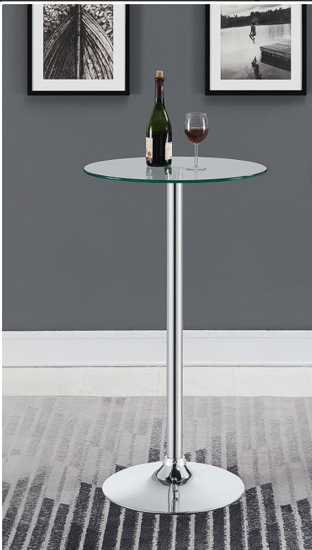 Abiline Glass Top Round Bar Table Chrome