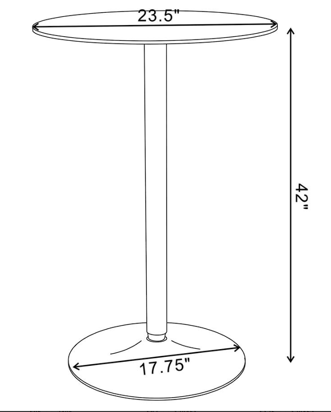 Abiline Glass Top Round Bar Table Chrome