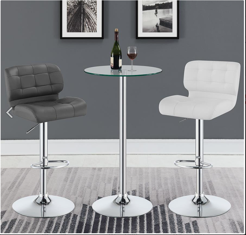 Abiline Glass Top Round Bar Table Chrome