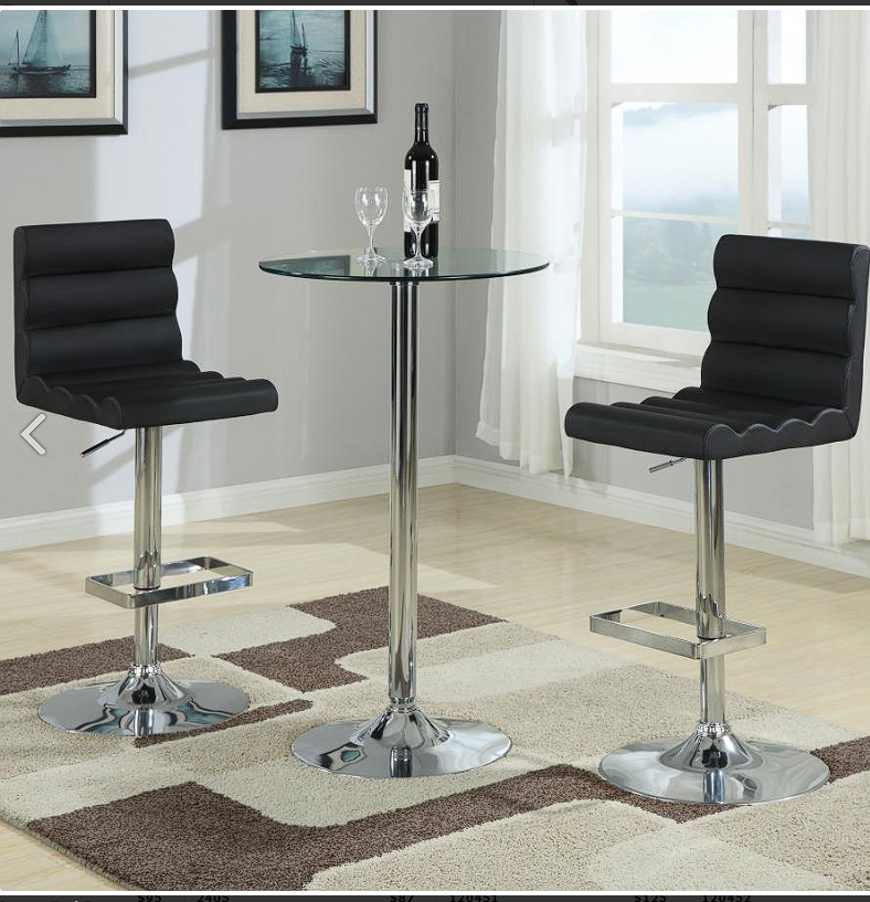 Abiline Glass Top Round Bar Table Chrome