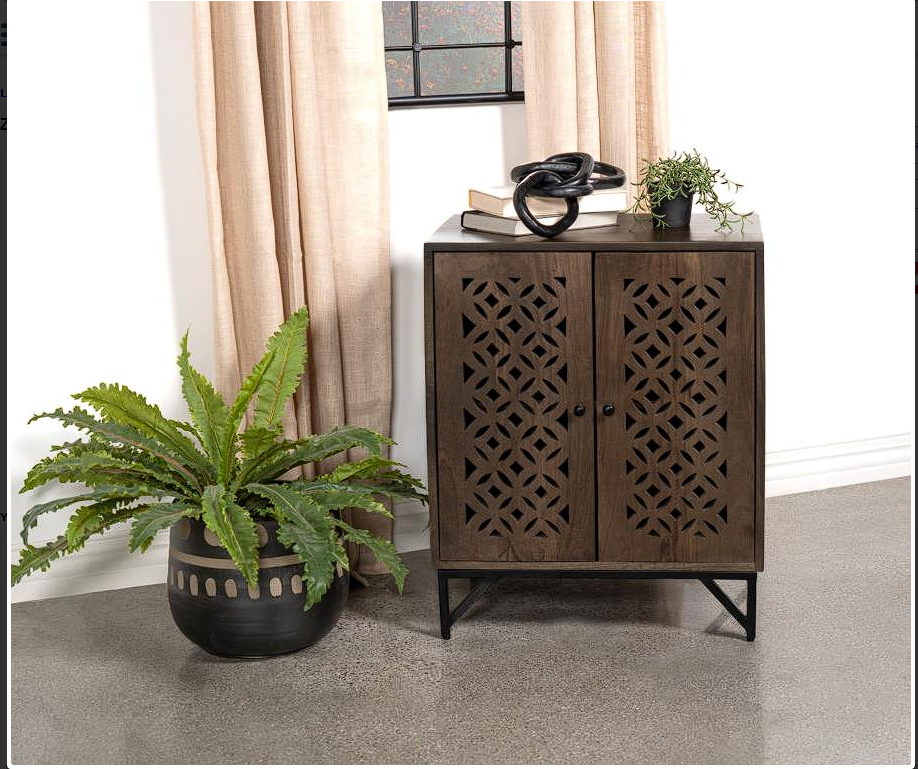 Zaria 2-door Wooden Accent Cabinet Brown