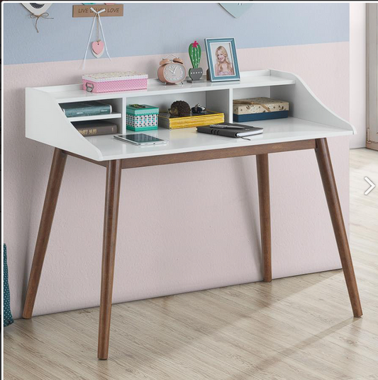 Percy 4-Compartment Writing Desk White and Walnut