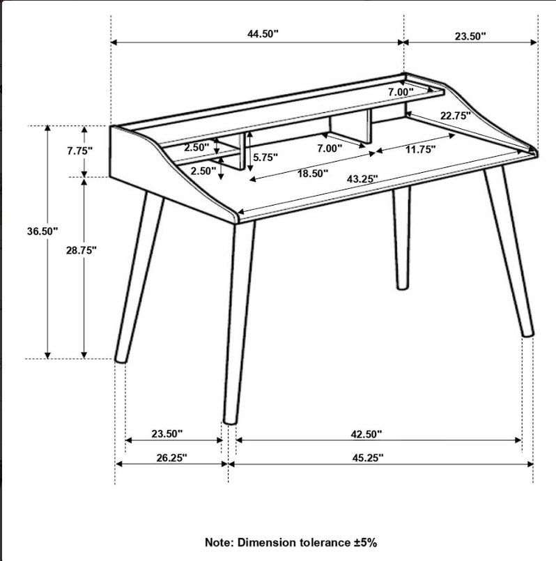 Percy 4-Compartment Writing Desk White and Walnut