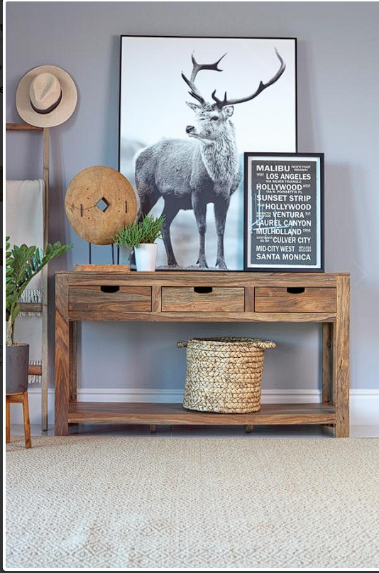 Esther 3-drawer Storage Console Table Natural Sheesham