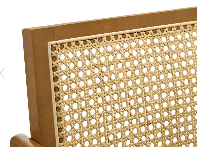 Kane Solid Wood Bar Stool With Woven Rattan Back And Upholstered Seat Light Walnut