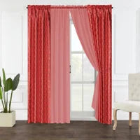 6-PC FOIL PRINTED FAUX SILK WINDOW CURTAIN