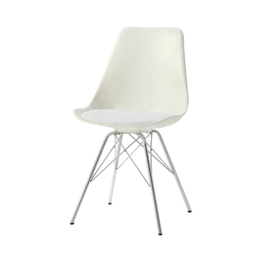 Armless Dining Chairs White and Chrome