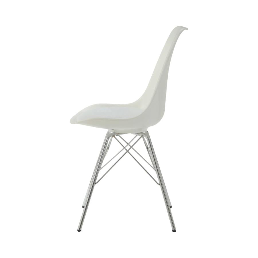 Armless Dining Chairs White and Chrome