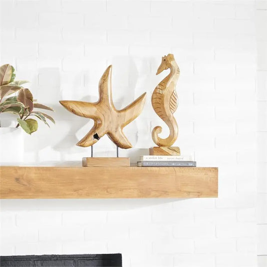 Brown Teak Wood Coastal Sea life Sculpture