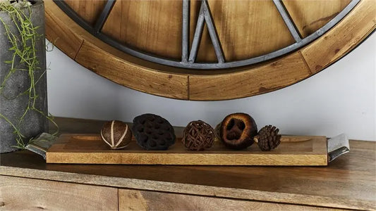 Dark Brown Mango Wood Contemporary Tray