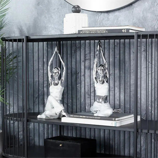 Silver Polystone Glam Yoga Sculpture