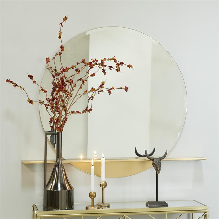 COSMOLIVING BY COSMOPOLITAN GOLD METAL 1 SHELF WALL MIRROR