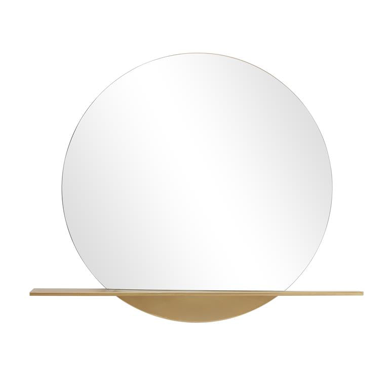 COSMOLIVING BY COSMOPOLITAN GOLD METAL 1 SHELF WALL MIRROR