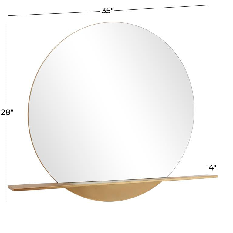 COSMOLIVING BY COSMOPOLITAN GOLD METAL 1 SHELF WALL MIRROR