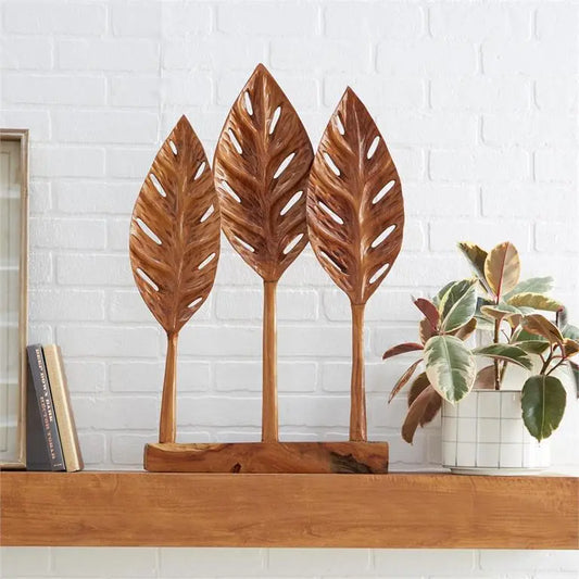 Brown Teak Wood Natural Abstract Sculpture