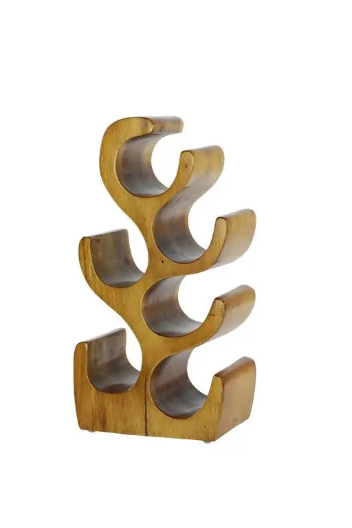 Brown Teak Wood Rustic Tree Wine Rack