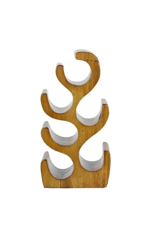 Brown Teak Wood Rustic Tree Wine Rack