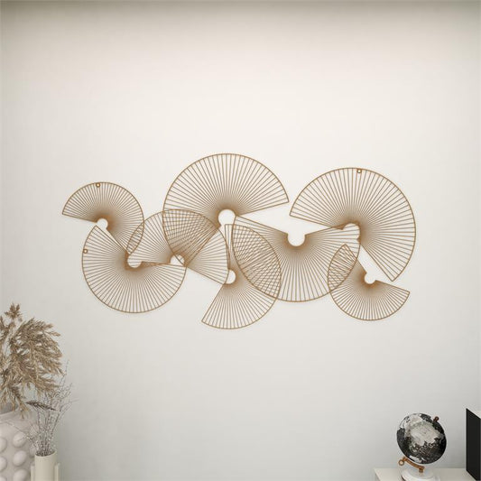 COSMOLIVING BY COSMOPOLITAN GOLD METAL SUNBURST HALF MOON WALL DECOR