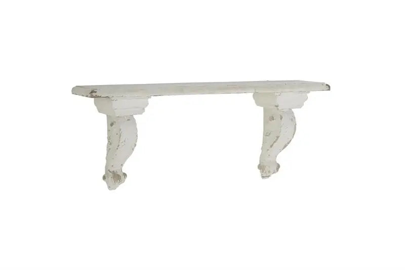 White Wood Farmhouse Wall Shelf