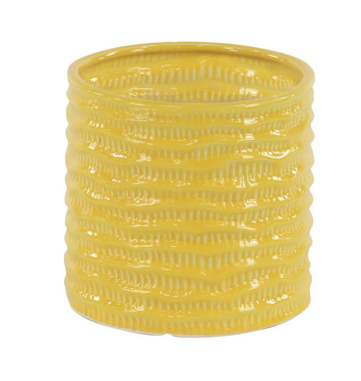 YELLOW PORCELAIN HANDMADE INDOOR OUTDOOR PLANTER