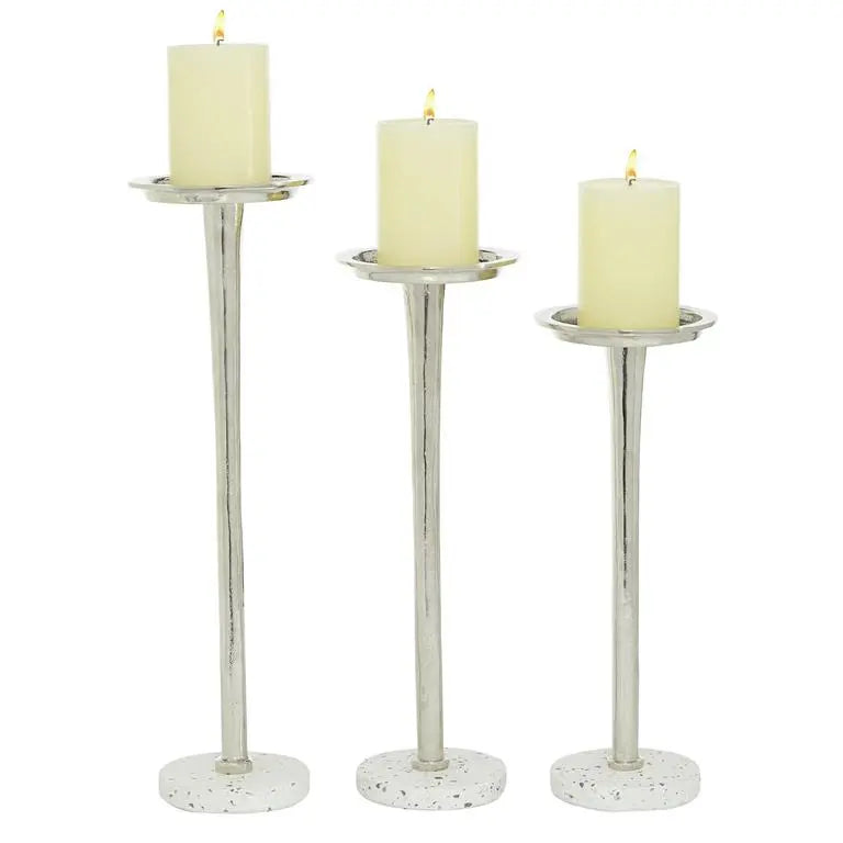 Silver Aluminum Modern Candle Holder