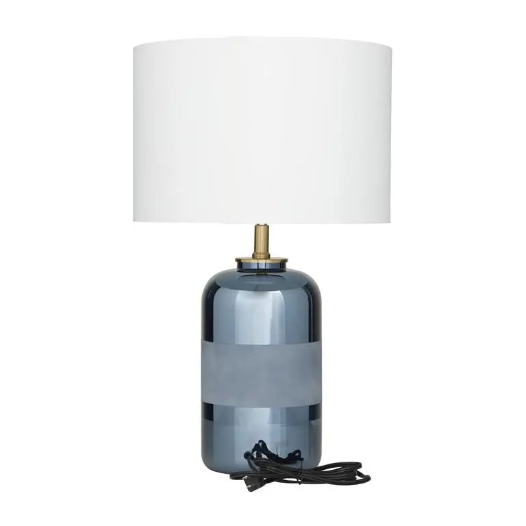 Blue Ceramic Modern Accent Lamp, 15" x 15" x 24"