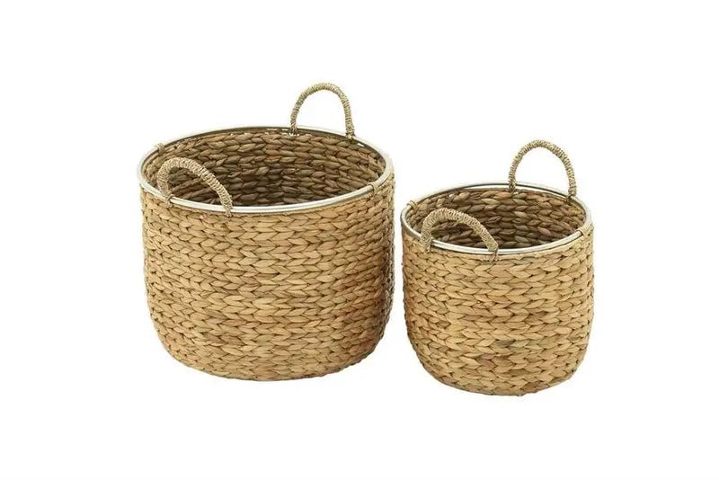 Tan Dried Plant Coastal Storage Basket