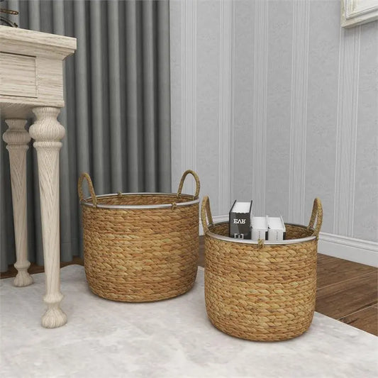 Tan Dried Plant Coastal Storage Basket
