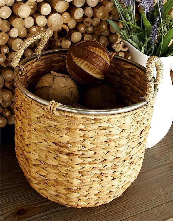 Tan Dried Plant Coastal Storage Basket