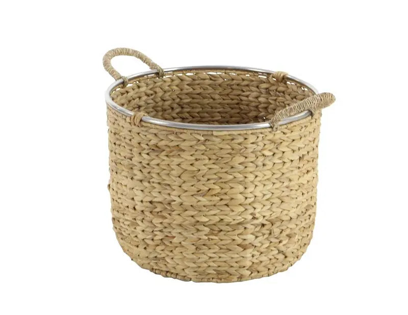 Tan Dried Plant Coastal Storage Basket