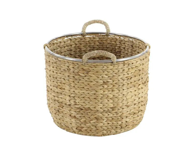 Tan Dried Plant Coastal Storage Basket