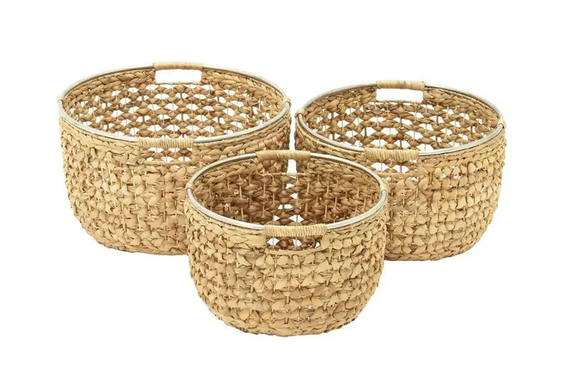 Tan Dried Plant Coastal Storage Basket