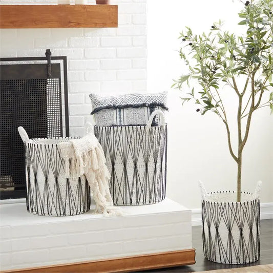 White Plastic Bohemian Storage Basket