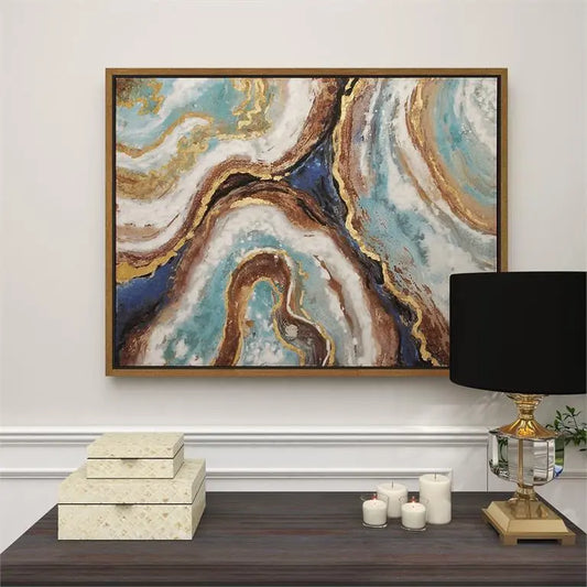 Multi Colored Canvas Glam Geode Framed Wall Art