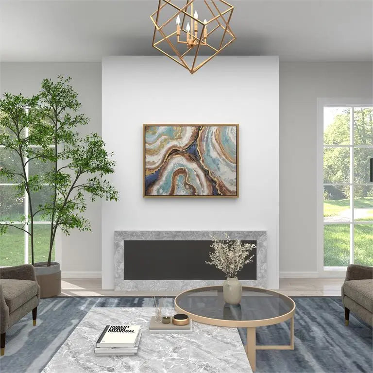 Multi Colored Canvas Glam Geode Framed Wall Art