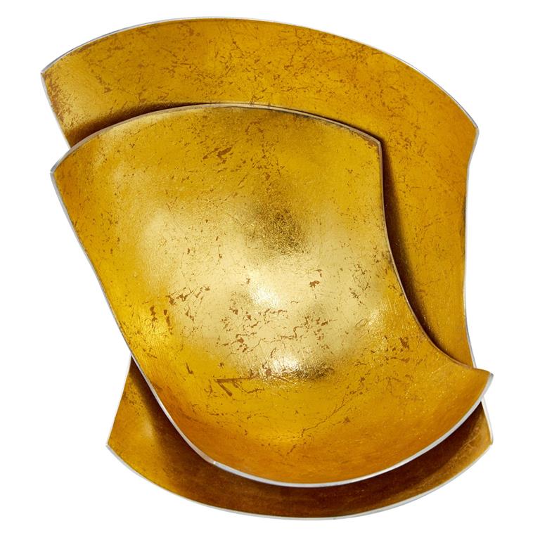 GOLD ALUMINUM DECORATIVE BOWL WITH GOLD INTERIOR