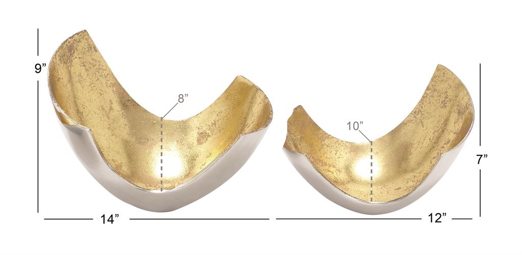GOLD ALUMINUM DECORATIVE BOWL WITH GOLD INTERIOR