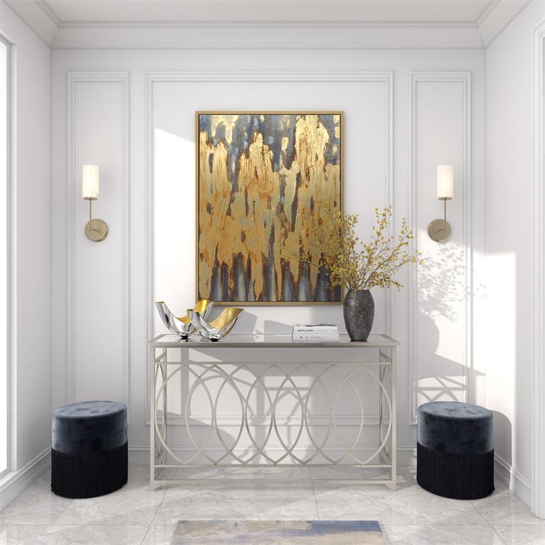 GOLD ALUMINUM DECORATIVE BOWL WITH GOLD INTERIOR