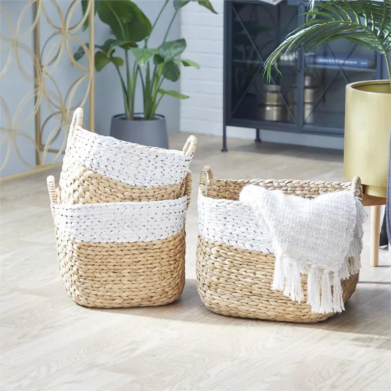 Brown Dried Plant Bohemian Storage Basket