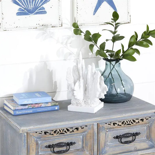 White Polystone Coastal Coral Sculpture