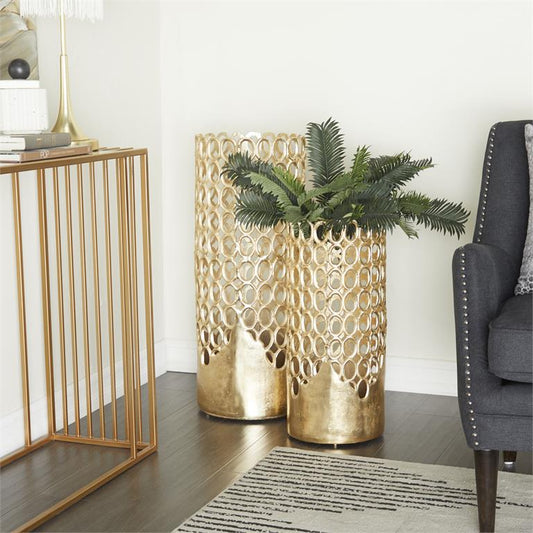 GOLD ALUMINUM GEOMETRIC VASE