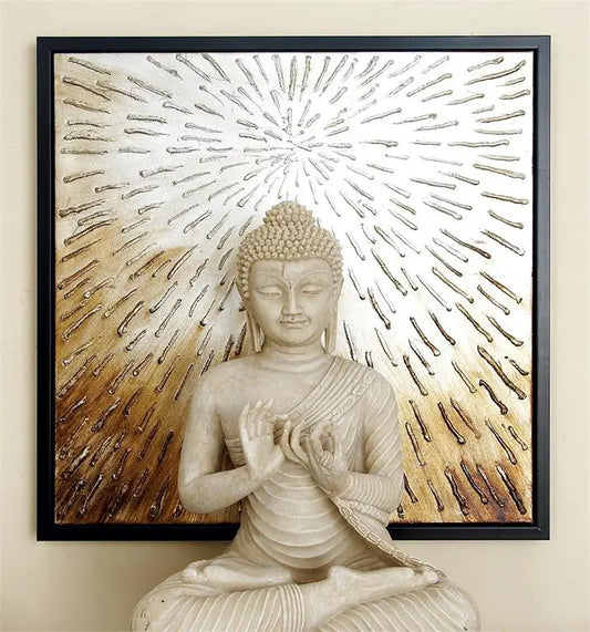 Dark Brown Wood Modern Radial Framed Wall Art