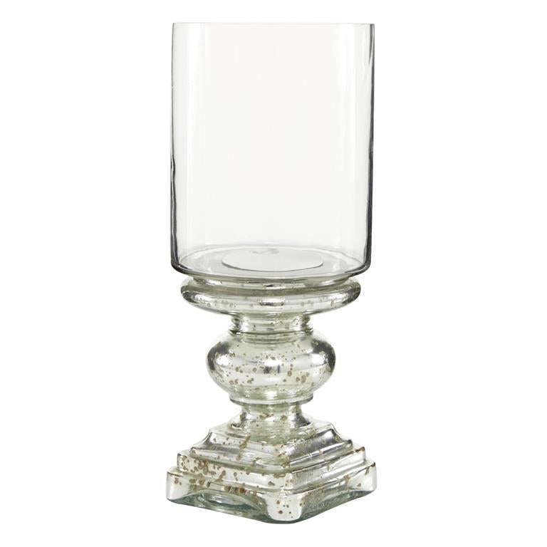 HURRICANE LAMP WITH FAUX MERCURY GLASS FINISH