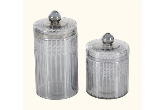 GRAY GLASS HANDMADE DECORATIVE JARS