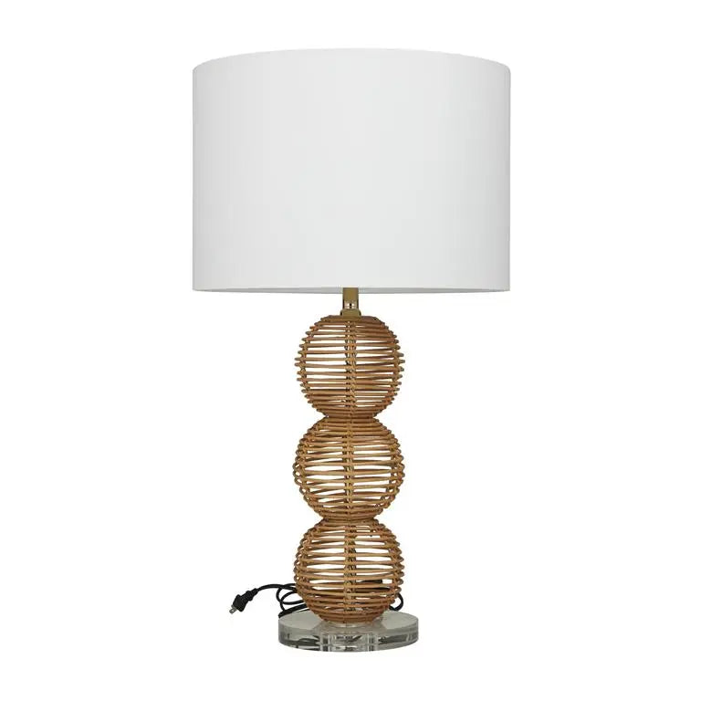 Brown Wood Bohemian Accent Lamp