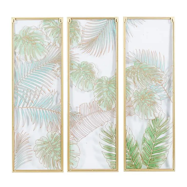 Blue Glass Coastal Tropical Leaf Wall Decor,