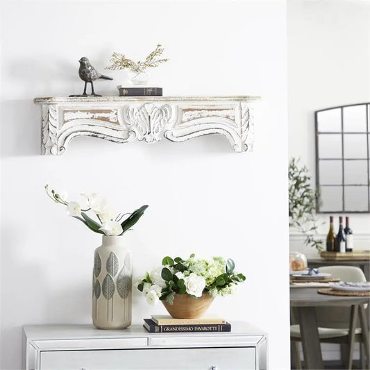 White Wood Vintage Wall Shelf