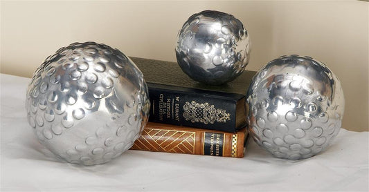 SILVER ALUMINUM HAMMERED ORBS & VASE FILLER,