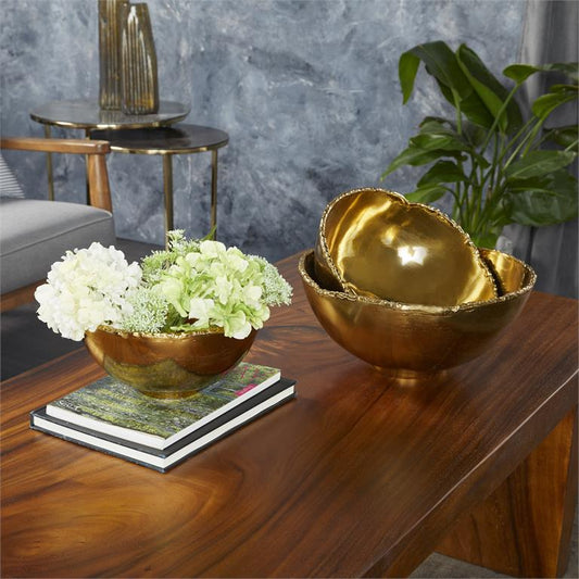 GOLD ALUMINUM DECORATIVE BOWL