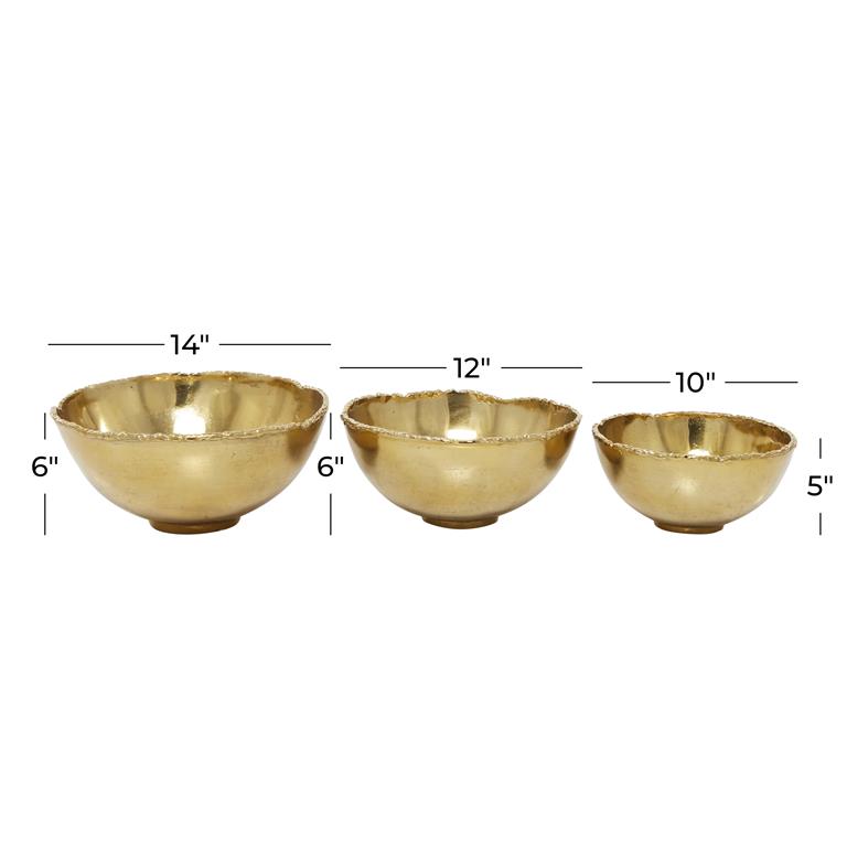 GOLD ALUMINUM DECORATIVE BOWL
